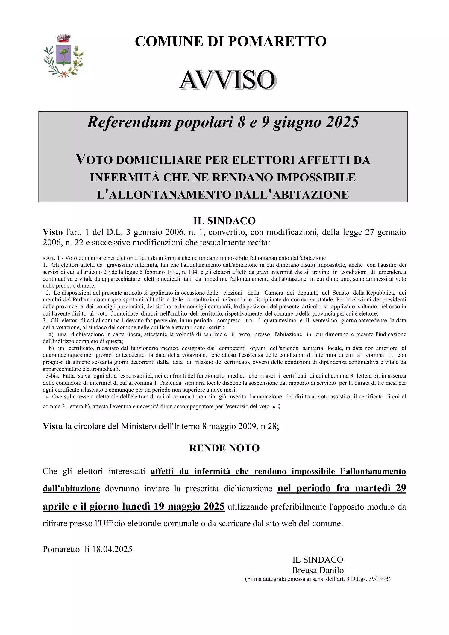 voto domicilare