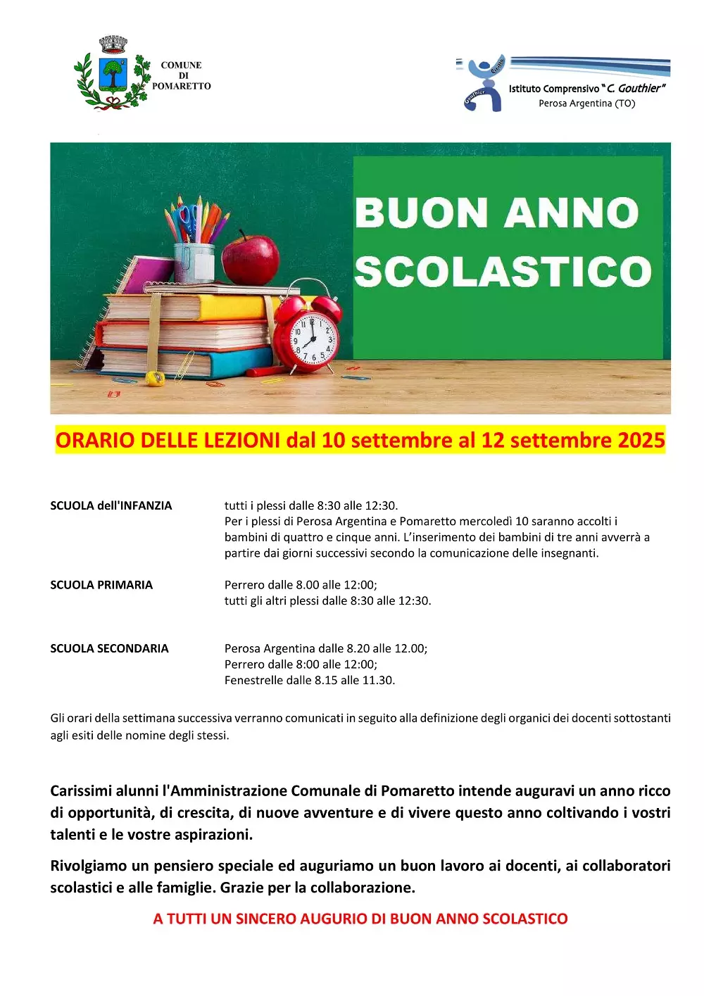inizio scuola