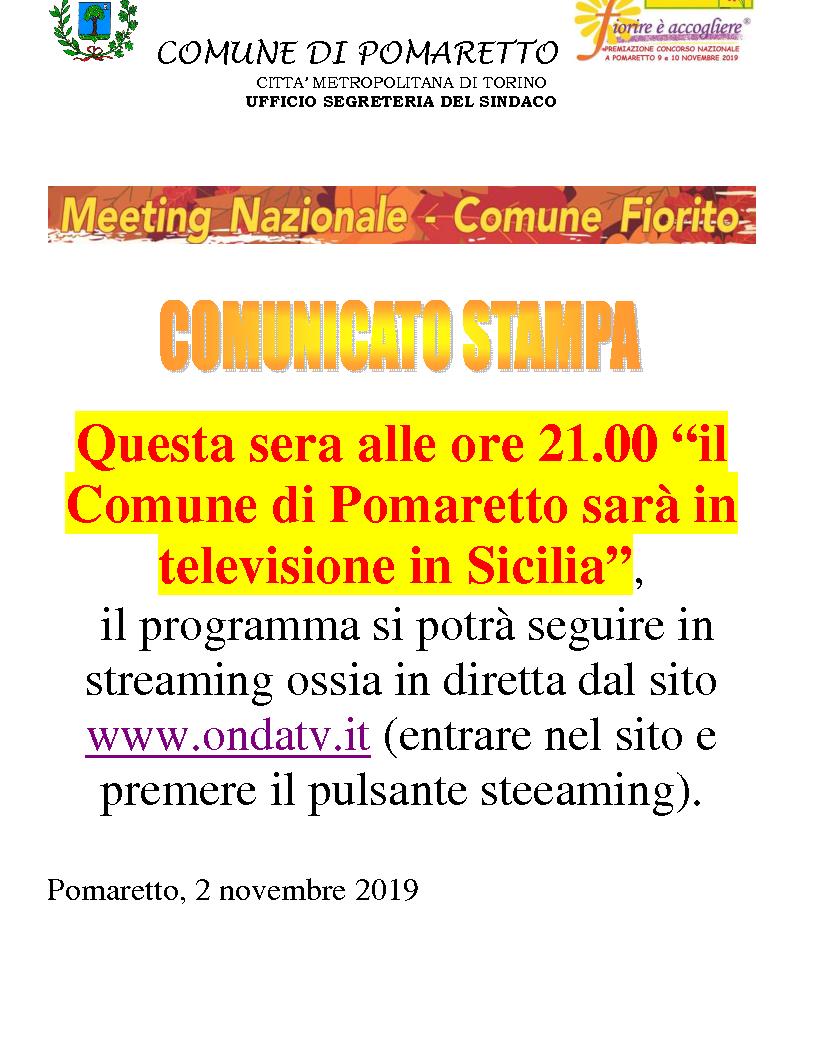Comune di Pomaretto in TV in Sicilia