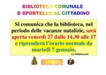 ORARI BIBLIOTECA VACANZE NATALE