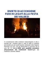 divieto accensione fuochi festa valdesi