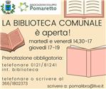 BIBLIOTECA APERTA OBBLIGO PRENOTAZIONE